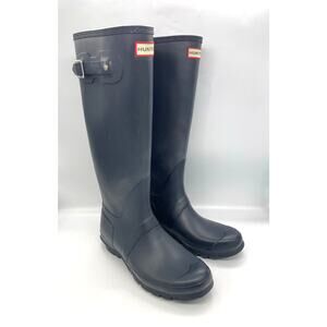 Hunter Black Original Back Adjustable Tall Rubber Rain Boot Women's Size 10